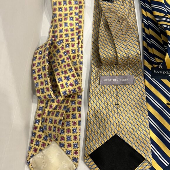 Vintage Lot of 9 Silk & Polyester Browns Yellow Ties Saks Bill Blass More - Picture 4 of 10